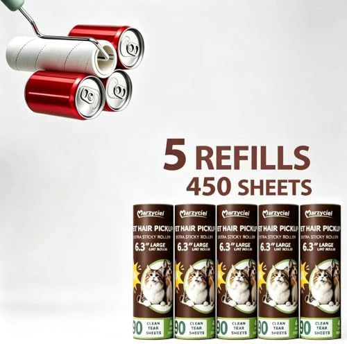 Large Lint Rollers for Pet Hair Extra Sticky，6.3'' Wide Refills - Image 3