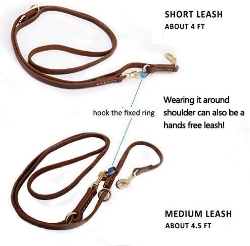 Multi Function 8ft Leather Dog Leash, Genuine Leather Hands Free Leash - Image 4