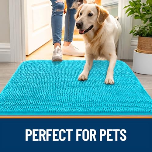 OLANLY Dog Door Mat for Muddy Paws 70x35, Super Absorbent Chenille Mud Mat - Image 6
