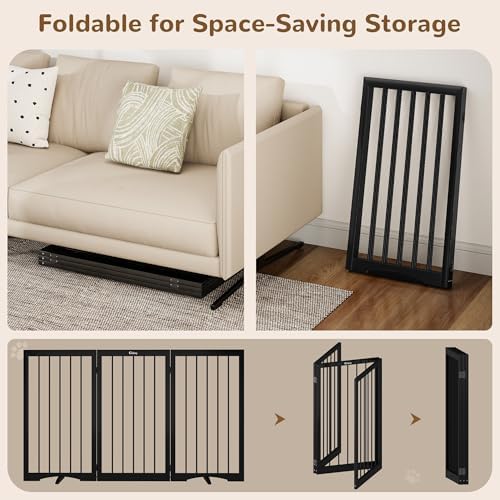 32" Extra Tall Free Standing Dog Gate Indoor, Foldable Pet Gate - Image 6