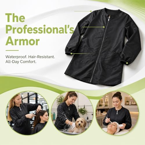 Pumtus Waterproof Pet Grooming Smock, Long Sleeves Dog Grooming Workwear - Image 4
