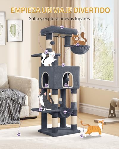 Hzuaneri Cat Tree, 149 cm High, Cat Play Tower, Scratching Post - Image 4