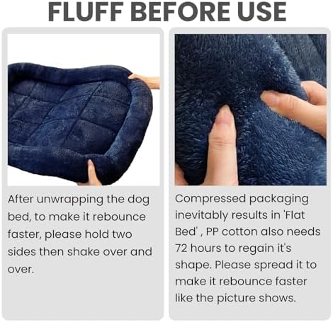 Patas Lague Small Dog Bed Bolster Pet Crate Mat 16''x12'' Navy Blue - Image 5