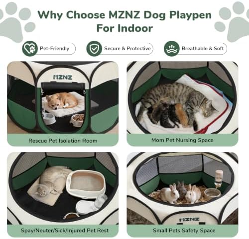 Dog Cat Small Animal Puppy Playpen Crate, Dark Green - Image 3