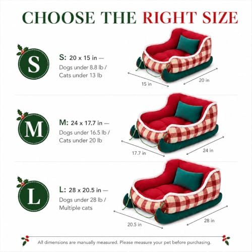 Dog Bed Medium Size Dog Cat Beds for Indoor Cats Christmas Holiday Pet Bed - Image 4
