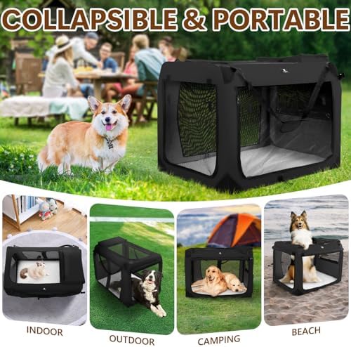 X-ZONE PET Dog Crate 3-Door Kennel, Collapsible Portable Soft Sided Pet Carriers - Image 6