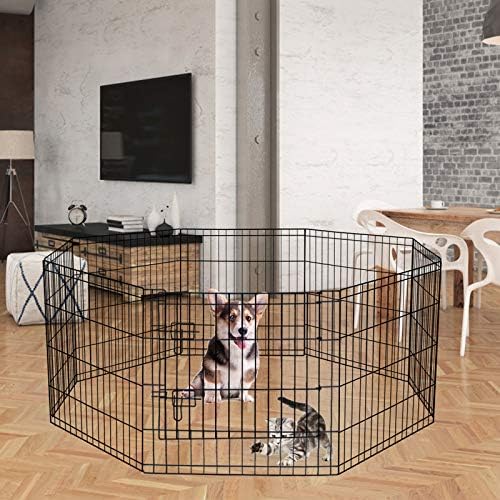 Puppy Pet Playpen 8 Panel 24 Inch Indoor Outdoor Metal Portable Folding Animal - Image 2