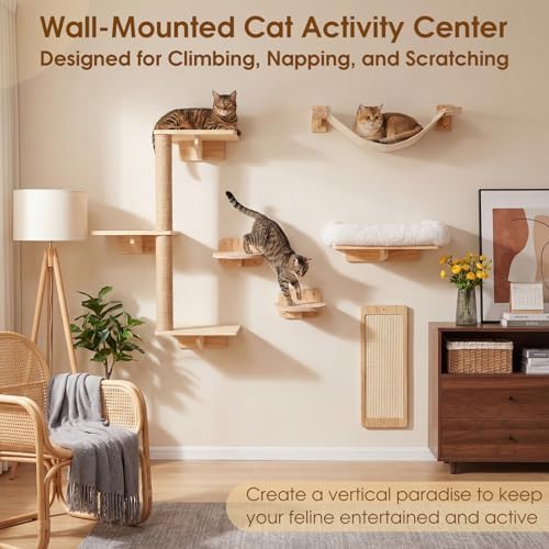 6-in-1 Cat Wall Shelves for Large Cats, Wall Mounted Climber - Image 3