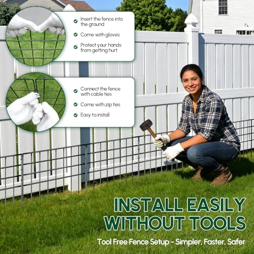 42.5ft x 13in Garden Fence Animal Barrier, 30 Panels No Dig Fence Panels - Image 6