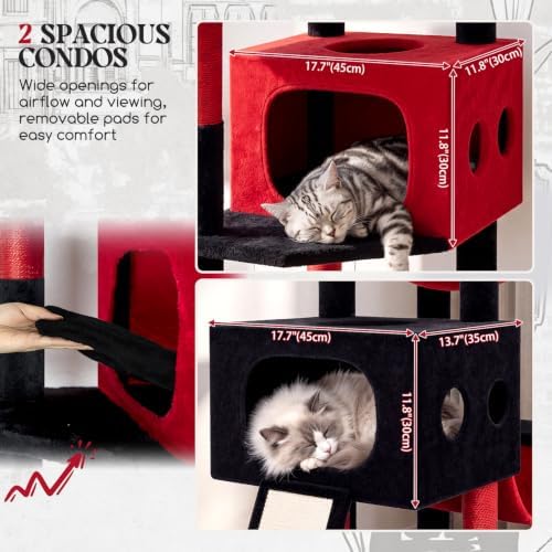 Globlazer 83inch Sturdy Gothic Multi-Level Tall Cat Tower, Blood-Goth - Image 2