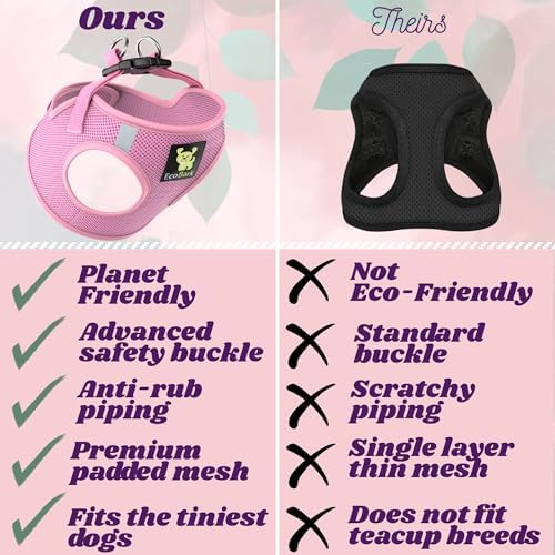 EcoBark Teacup Dog Harness, Soft XXXS Puppy Halter Vest, Baby Pink - Image 5