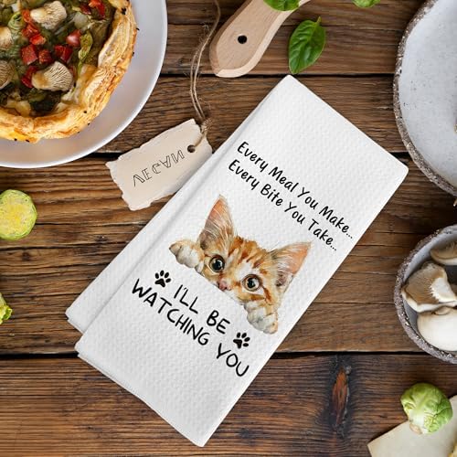Funny Orange Tabby Cat Kitchen Towels Accessories Decor, Every Meal You Make - Image 6