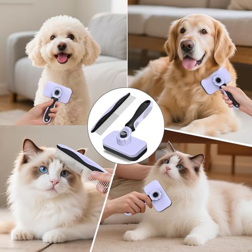 2PCS Self Cleaning Slicker Brush & Dog Comb - Image 6