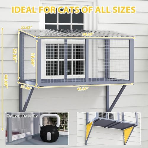 COZIWOW Outdoor Cat Enclosure Wall Catio Window Perch Cat Patio Furniture - Image 6