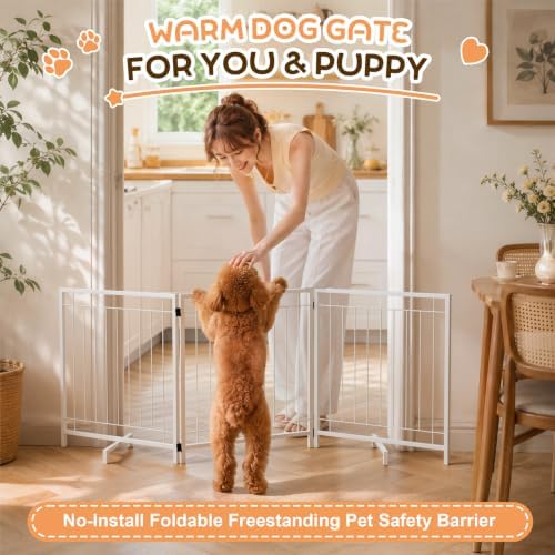Free Standing Dog Fences Indoor, 3-Panel Foldable Dog Gate - Image 5