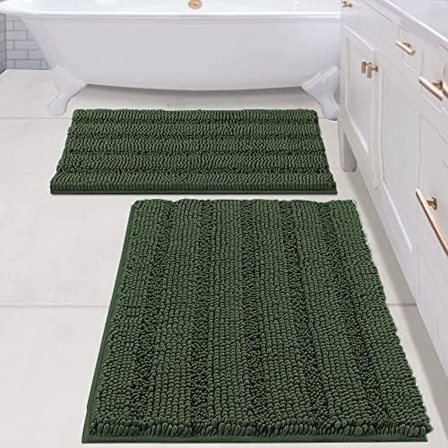 H.VERSAILTEX Bathroom Rugs Bath Mats Sets Super Absorbent Chenille Striped Bath by HVERSAILTEX