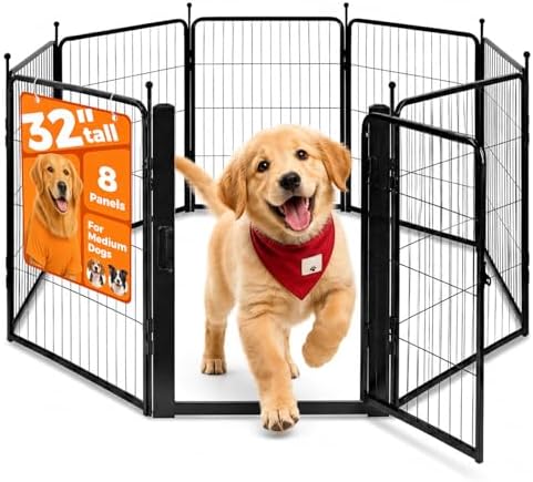 32 Inch Dog Playpen, 8-Panel Metal Pet Exercise Pen by FreePet