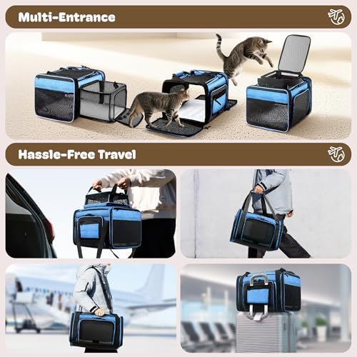 Top and 2 Sides Expandable Pet Carrier 17x11x9.5 TSA Airline Approved - Image 6