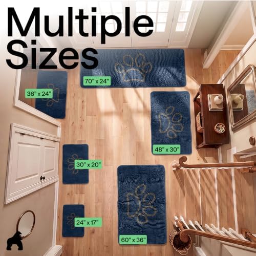 GORILLA GRIP SoakSTOPPER Dog Door Mat, Machine Wash and Dry, 48x30 Navy - Image 2