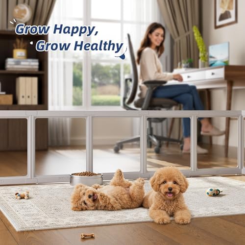 Clear Acrylic Dog Playpen Indoor Pet Pen, 8 Panels - Image 6