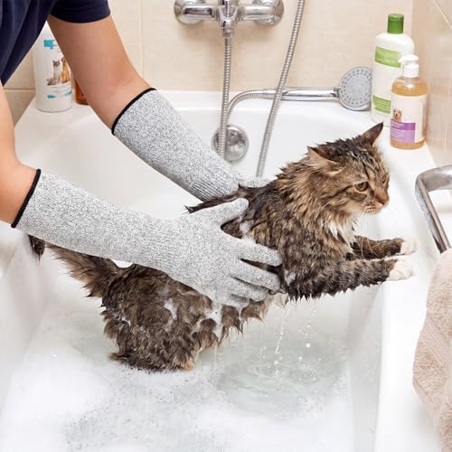 Pet Handling Gloves Cut Resistant Garden Sleeves 15.5” Extra-Long Cat Grooming - Image 3