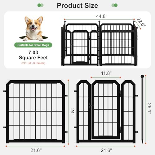 Indoor Dog Playpen, 24 Inch Metal Puppy Playpen, 6 Panels - Image 2