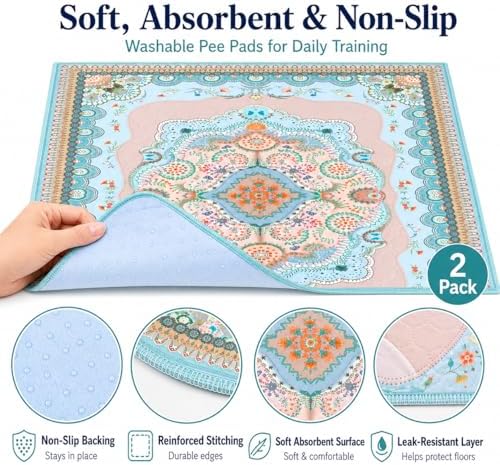 Washable Pee Pads for Dogs, 2 Pack Reusable Puppy Training Pads - Image 3