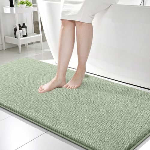 OLANLY Memory Foam Bathroom Runner Rugs 59x24, Long Bath Mats, Sage Green by OLANLY