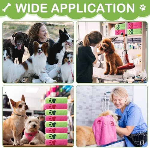 8 Pcs Dog Towel for Drying, 40 x 24 Inch, Dog Paw and Bone - Image 5