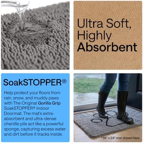 GORILLA GRIP SoakSTOPPER Dog Door Mat, Machine Wash and Dry, 30x20 Gray - Image 4