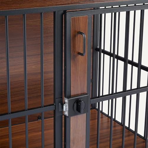 Amazon Basics Furniture Style Dog Crate, Sturdy Wooden Pet Kennel, Two Bowls - Image 4