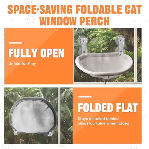 Homegroove Cat Window Perch, 18 x 12 Inch Foldable Cat Hammock - Image 6