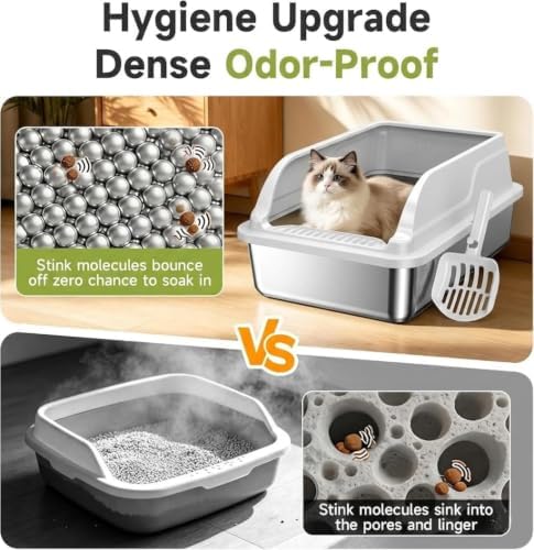 Stainless Steel Cat Litter Box, Large Odor-Free High-Sides - Image 7