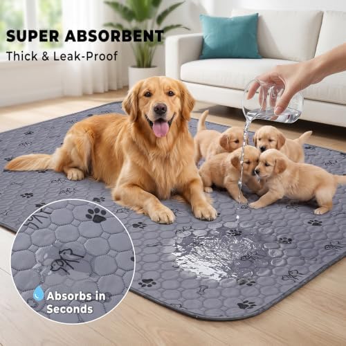 Sunheir Washable Pee Pads for Dogs, 2 Pack 48” x 60” Waterproof Puppy Pads - Image 2