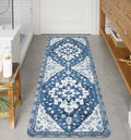 Uphome Vintage Bathroom Runner Blue Boho Non-Slip Long Bath Mat Oriental Soft by Uphome