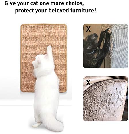 FUKUMARU Cat Scratcher Mat, 23.6 X 15.7 Inch Natural Sisal Cat Scratch Mat - Image 3