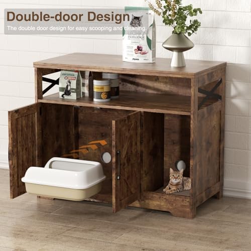 Halitaa Cat Litter Box Enclosure, Hidden Litter Box Furniture - Image 5