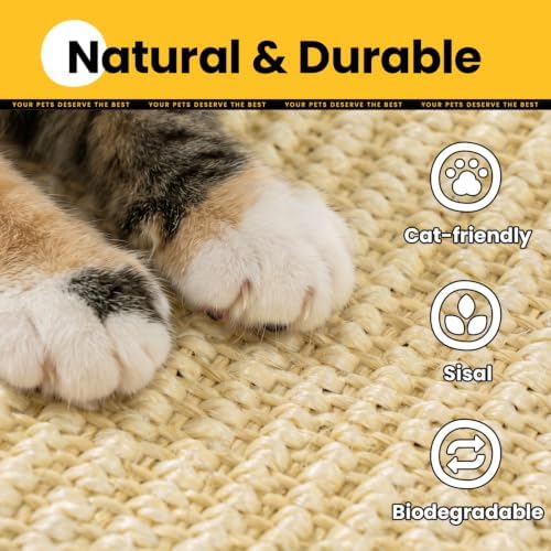 Conlun Cat Wall Scratcher, Dual Mount Sisal Scratching Mat - Image 6