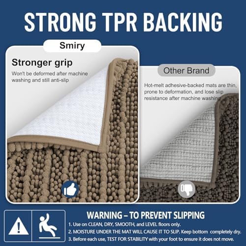 Smiry Bathroom Rugs 47X20, Extra Soft Rubber Backing Chenille Bath Mats - Image 3
