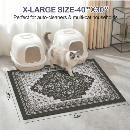 Glittme Cat Litter Mat with Non-Slip Bottom Litter Box Mat 40"X30" Litter - Image 6
