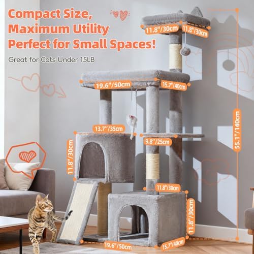 Taoqimiao Sturdy Cat Tree, 55.1In Cat Tower - Image 2