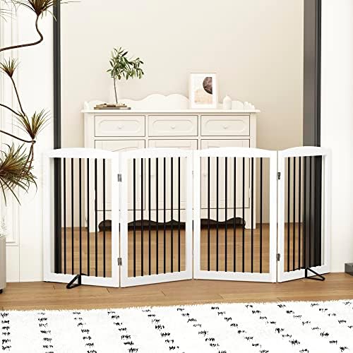 PUPETPO Freestanding Pet Gate for Dogs, Indoor Wooden Dog Gate for House - Image 2