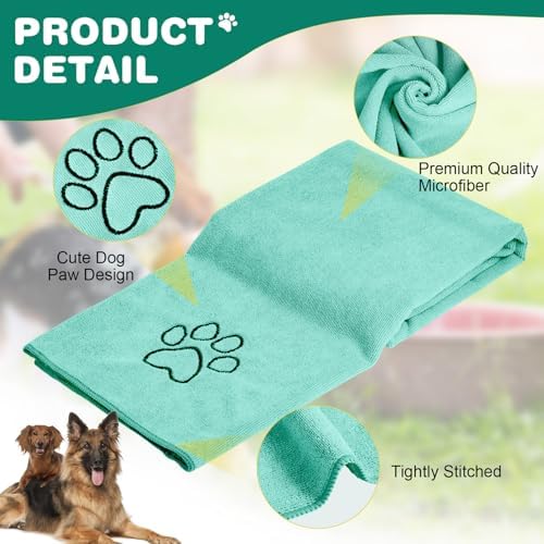 Chumia 4 Pcs Dog Towels for Drying, 30 x 50 Inch, Light Green - Image 3