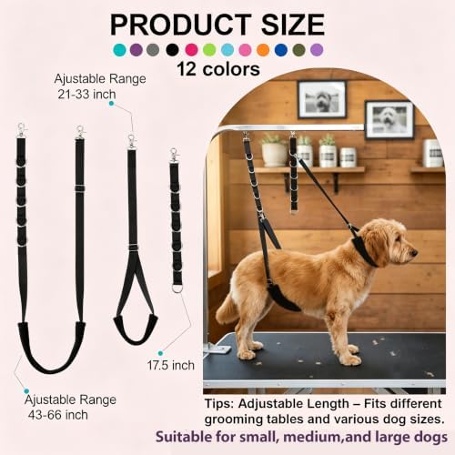 Dog Grooming Loops Supplies Pet Dog Grooming Belly Straps Belly Band Black Solf - Image 2