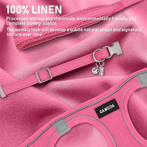 GAMUDA Small Pet Harness Collar and Leash Set, Step in No Chock No Pull Linen - Image 2
