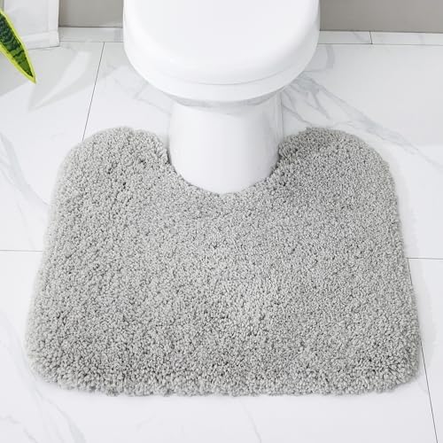 Disolla Toilet Rug 22x24 Gray, Non-Slip Soft Toilet Mat U-Shaped Washable - Image 3