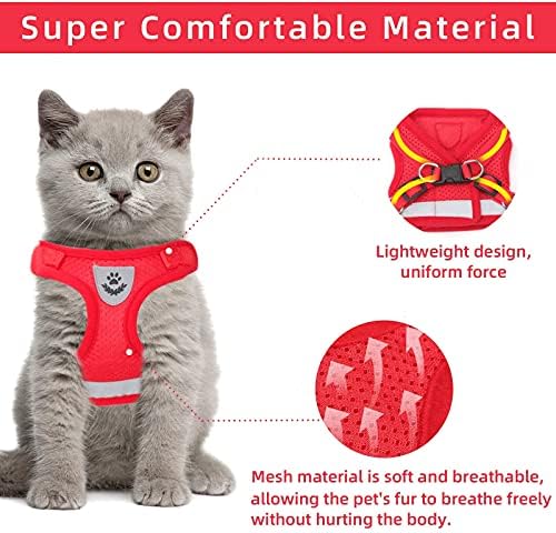 Cat Vest Harness and Leash Set, Escape Proof Kitten Harness Red S - Image 2