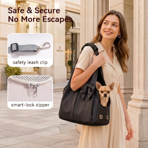 Fashion Dog Purse Carrier for Small Dogs and Cats, Soft-Sided Puppy Tote Bag Up - Image 5