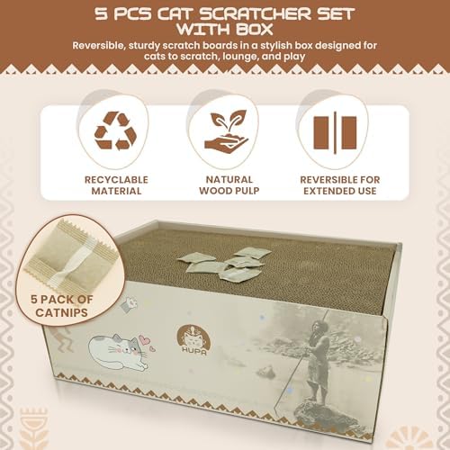 5 Pack Cat Scratching Boards | Reversible Cardboard Cat Scratcher - Image 2