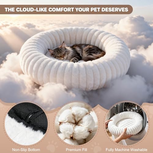 Donut Pet Bed for Indoor Cats and Small Dogs, Self-Heating Dog Bed - Image 3